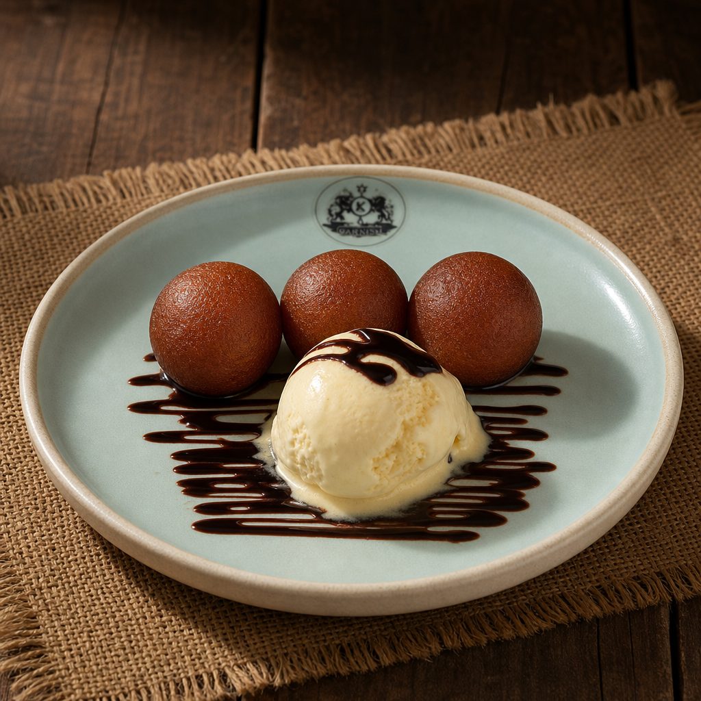 Gulab Jamun with ice cream.