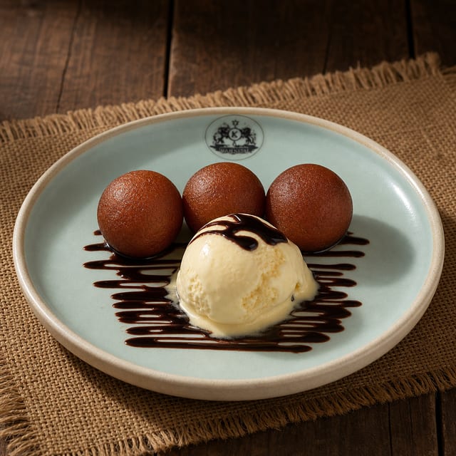 Gulab Jamun with ice cream.