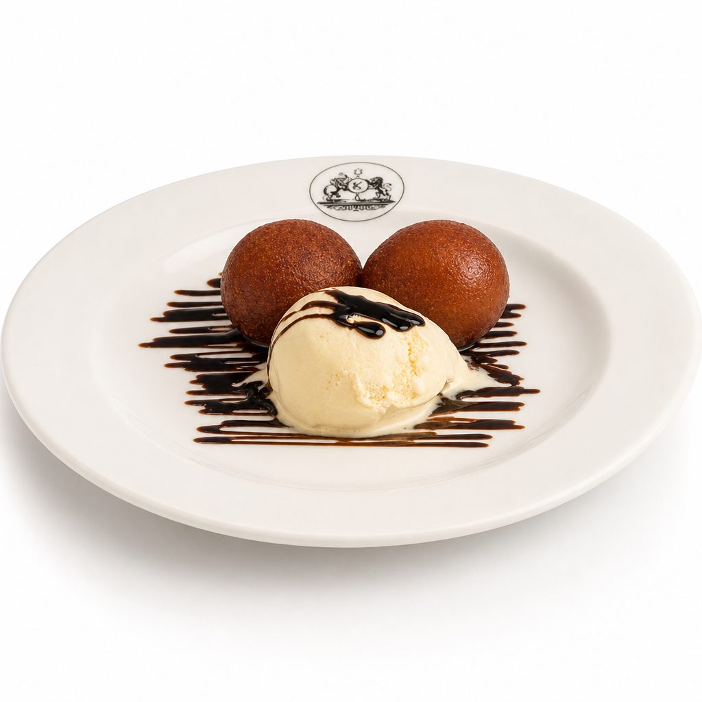 Vanilla Ice Cream + Gulab Jamun.