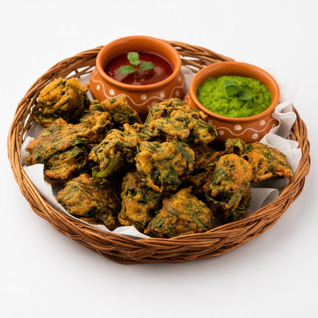 Onion Spinach Pakoda.