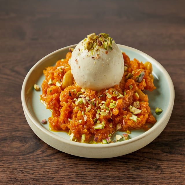 Carrot Halwa with Ice Cream.