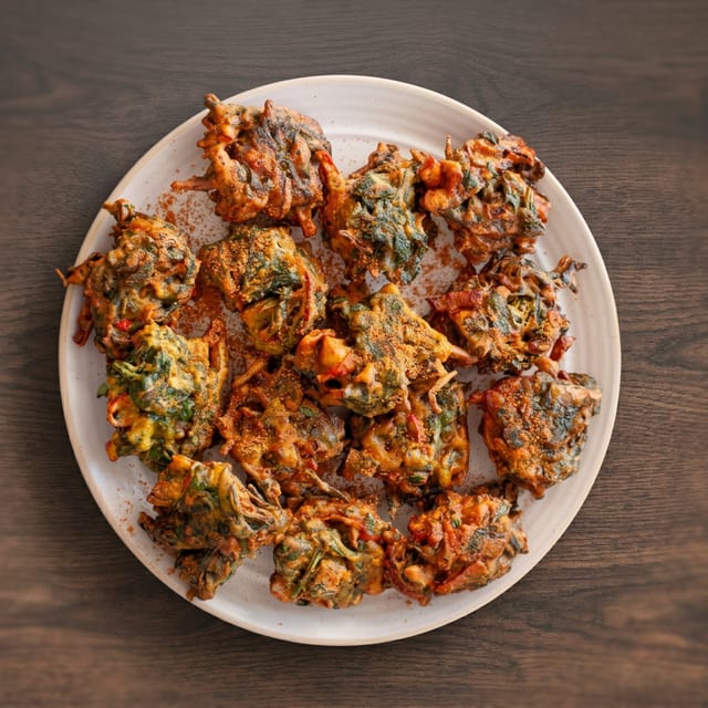 Onion Spinach Pakoda.