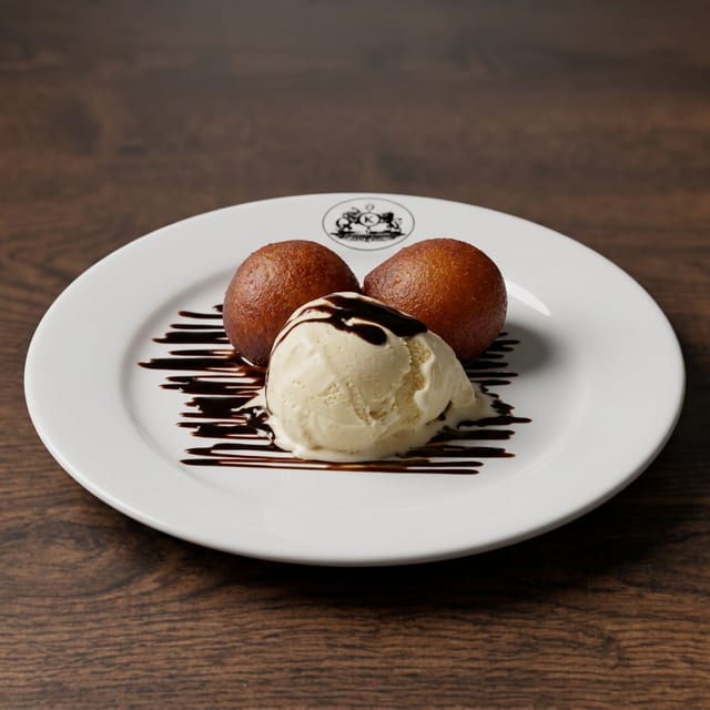 Gulab Jamun with Ice Cream.